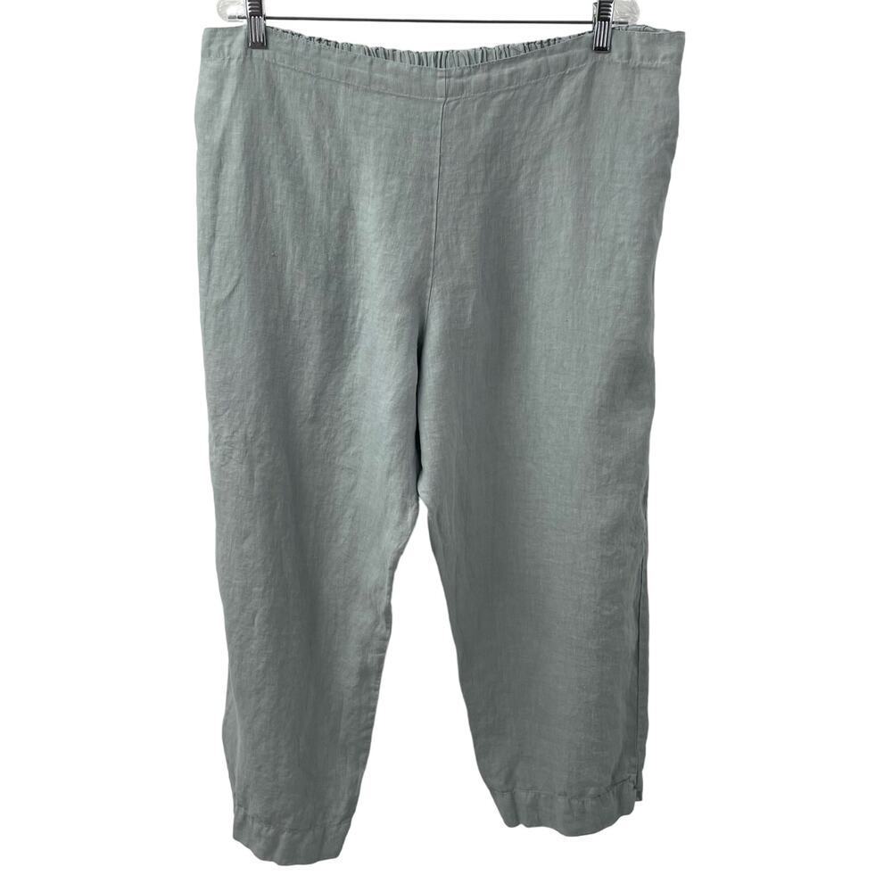 bryn walker Women's Cropped Linen Pants in Sage Green